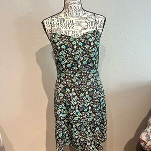 Volcom Strapless Dress with Blue and Green Floral Pattern